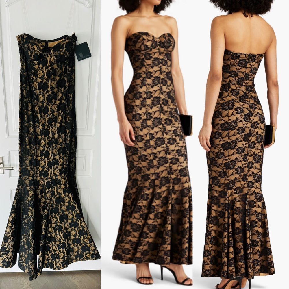 Brand new NORMA KAMALI Lace Corset Strapless Stretchy Gown